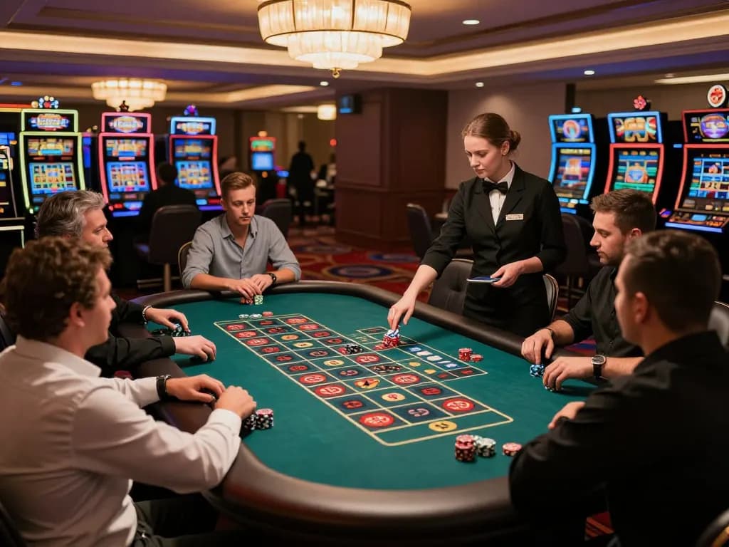 Players placing bets at a LODE88 roulette table, highlighting excitement and strategy.