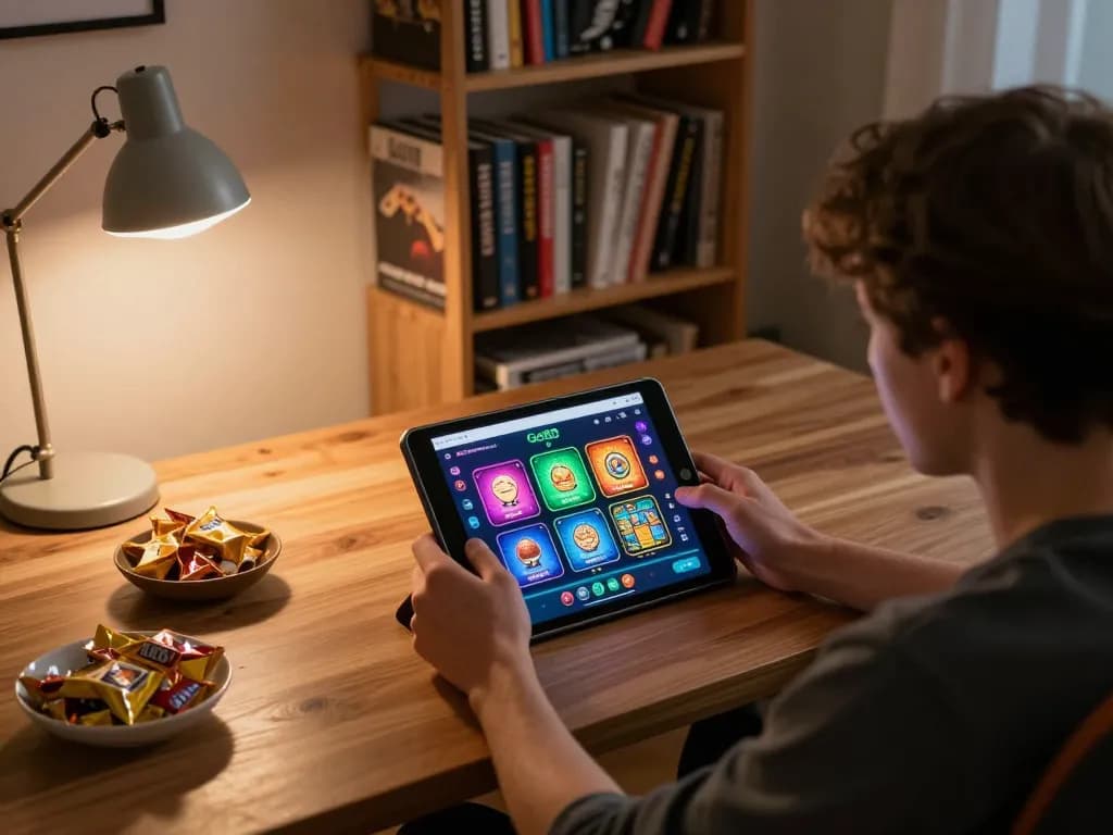 Engaging in a competitive Go88 gaming session at home with a tablet displaying betting options and casino games.