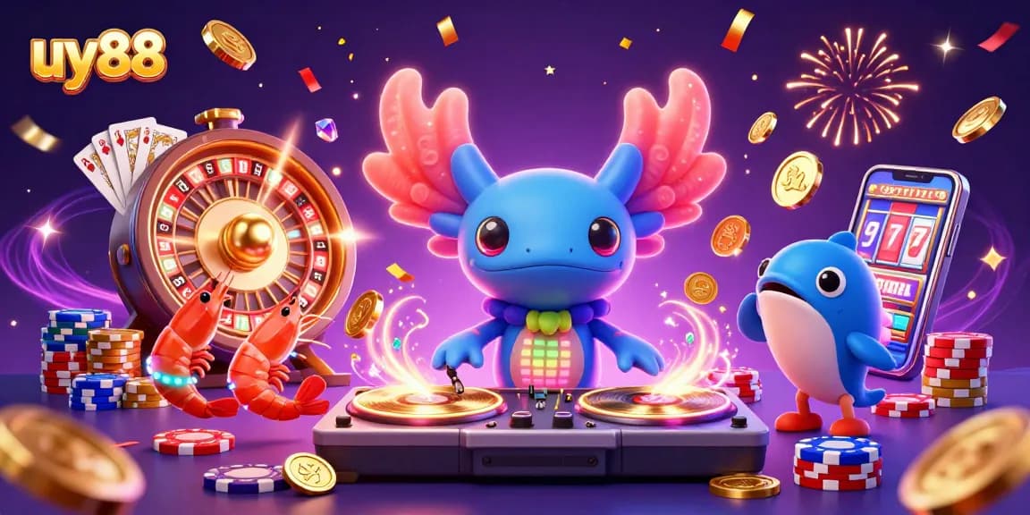Experience uy88's vibrant gaming world with colorful characters and dynamic casino action.