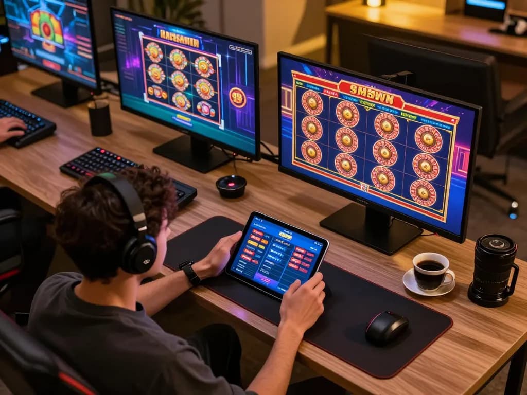 Player enjoying online gaming on 99Win app with vibrant casino interface, showcasing immersive gaming experience.