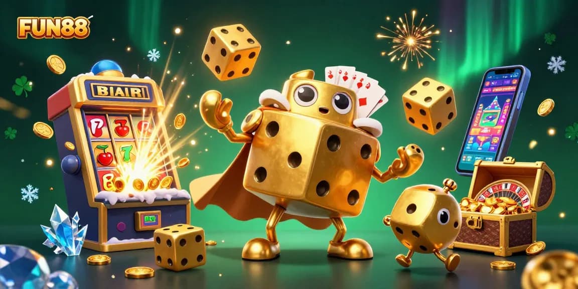 Experience thrilling gaming excitement at FUN88 with unique characters, jackpot wins, and vibrant casino elements.