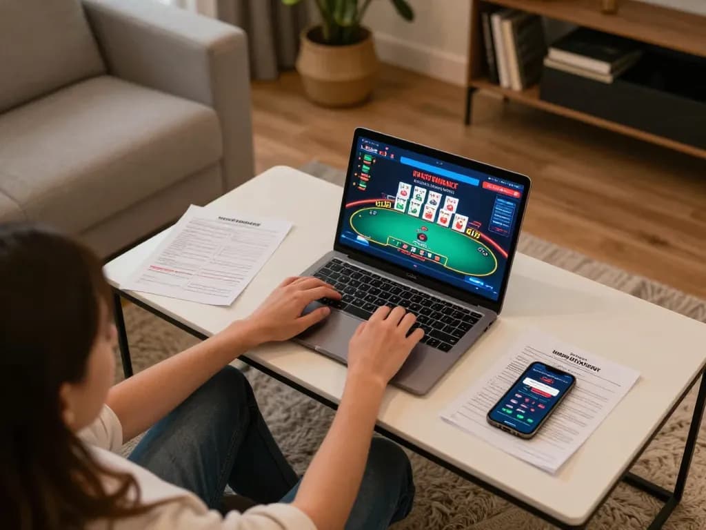 tip88 user engaged in strategic gameplay on a laptop at home