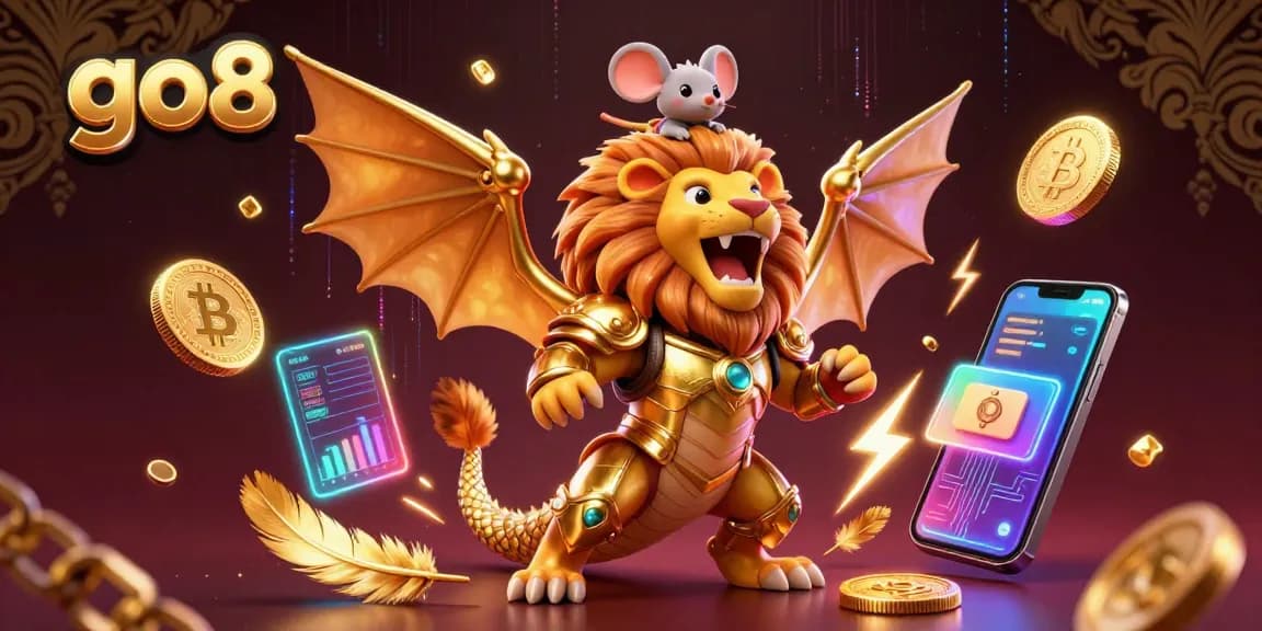 Engage in thrilling games with go8’s vibrant casino 3D illustration featuring advanced crypto elements.