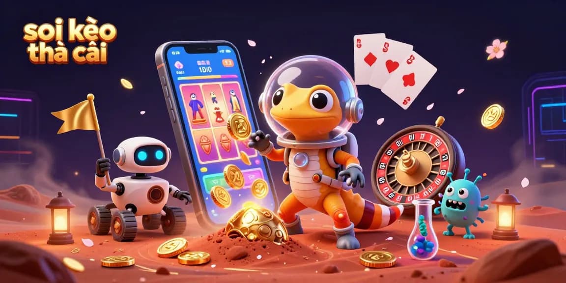 Engage with soi kèo nhà cái in this vibrant 3D casino adventure illustration.