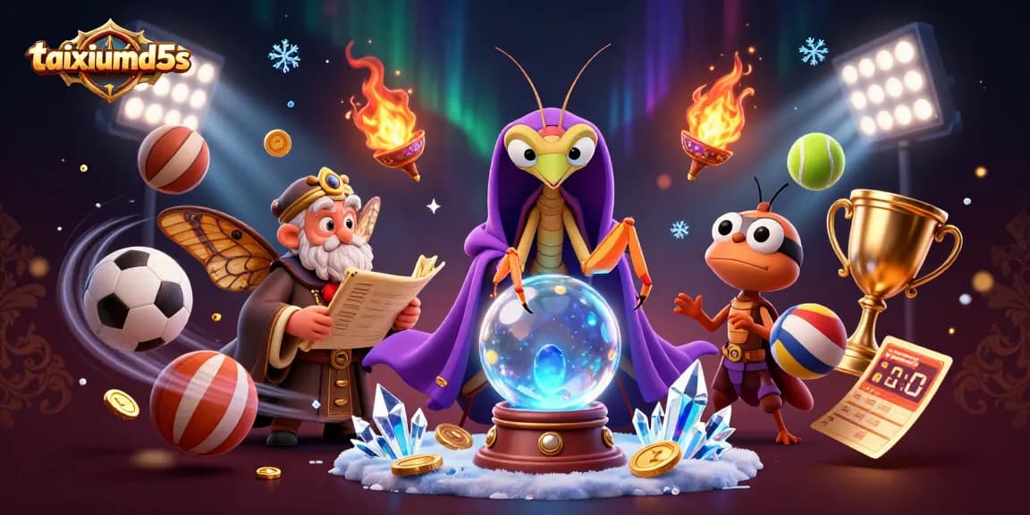 Engage with Tài Xỉu MD5, featuring vibrant characters and action-packed gambling elements.