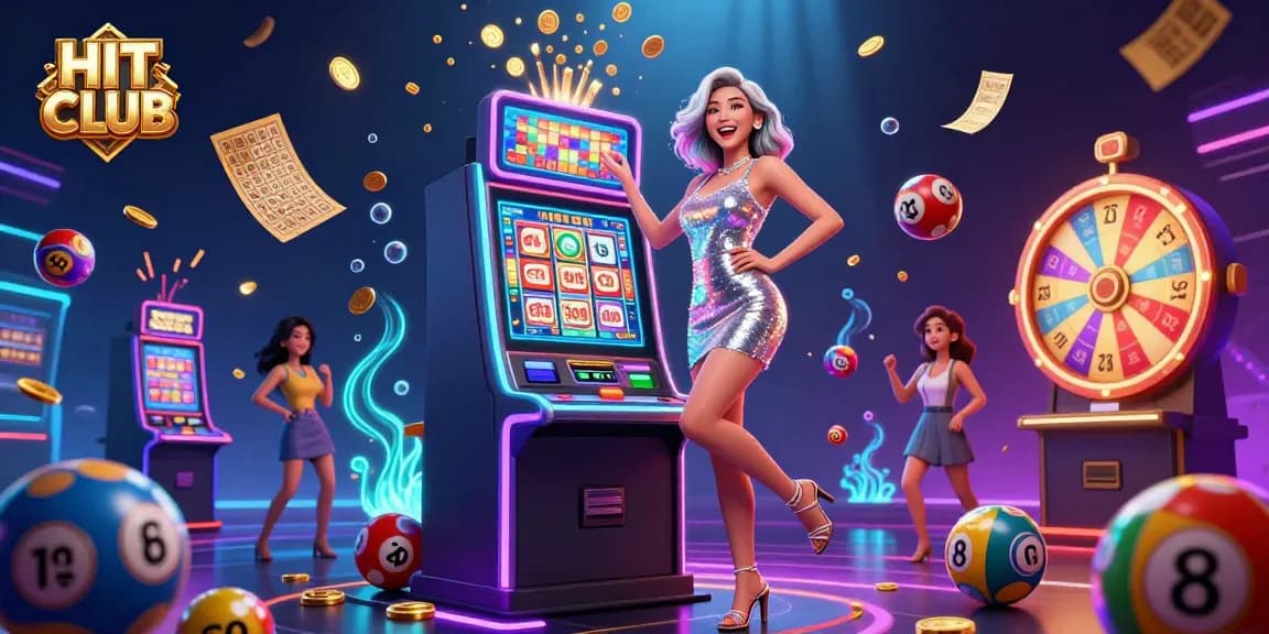 Play to win at HIT CLUB with exciting jackpot slot machines and vibrant casino elements.
