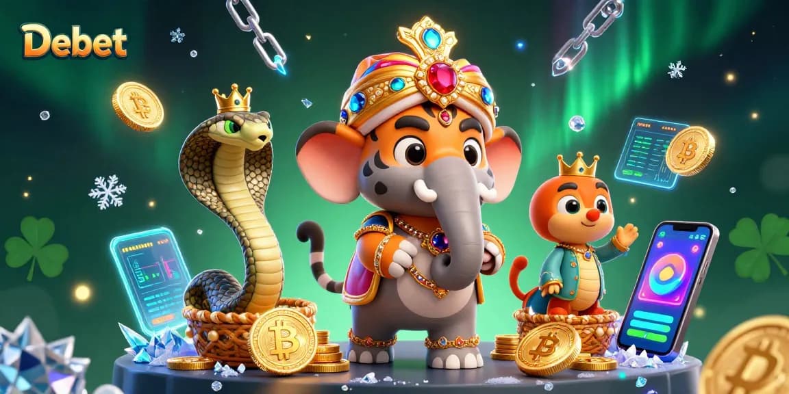 Engage with Debet's vibrant 3D illustration featuring a maharaja tiger in a luxurious casino setting.