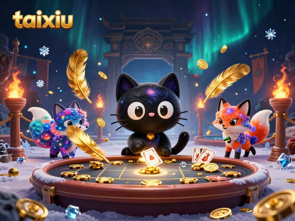 Experience the thrill of taixiu in this vibrant cosmic casino scene, filled with dynamic elements.