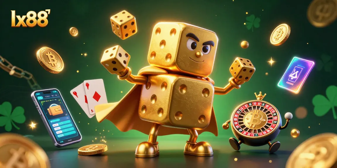 Experience thrilling gaming at lx88 with a lively golden dice golem and crypto elements.