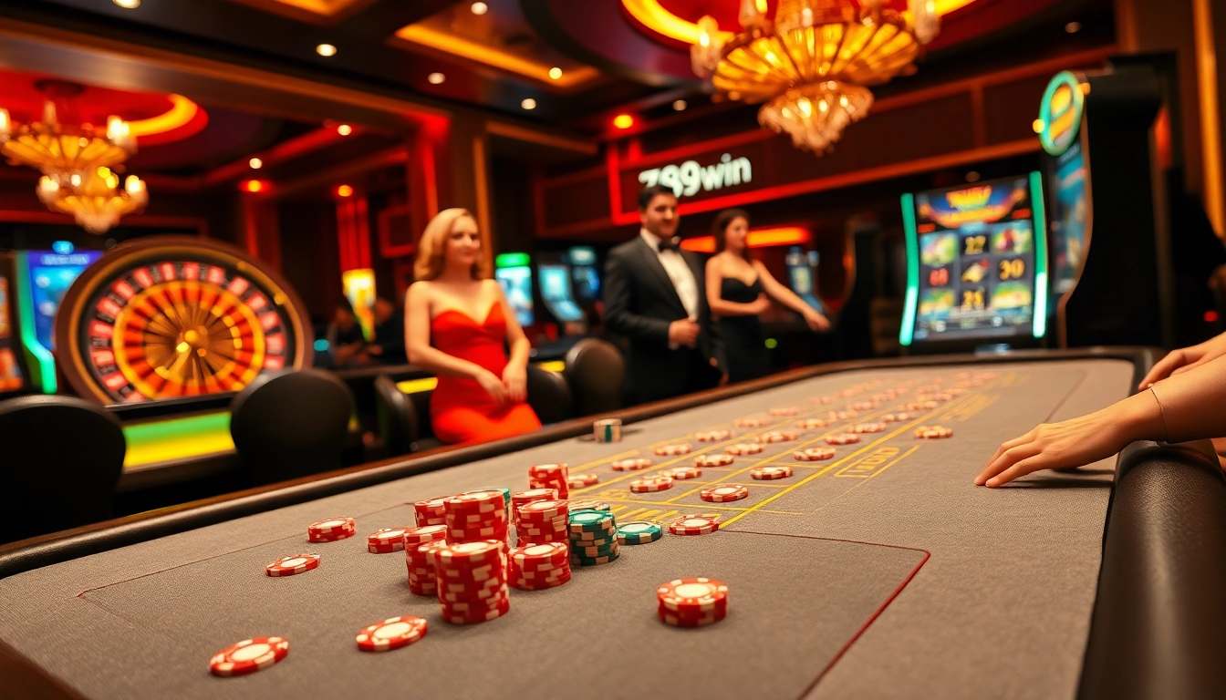 Players engaging in exciting poker games at 789win's luxurious casino tables.