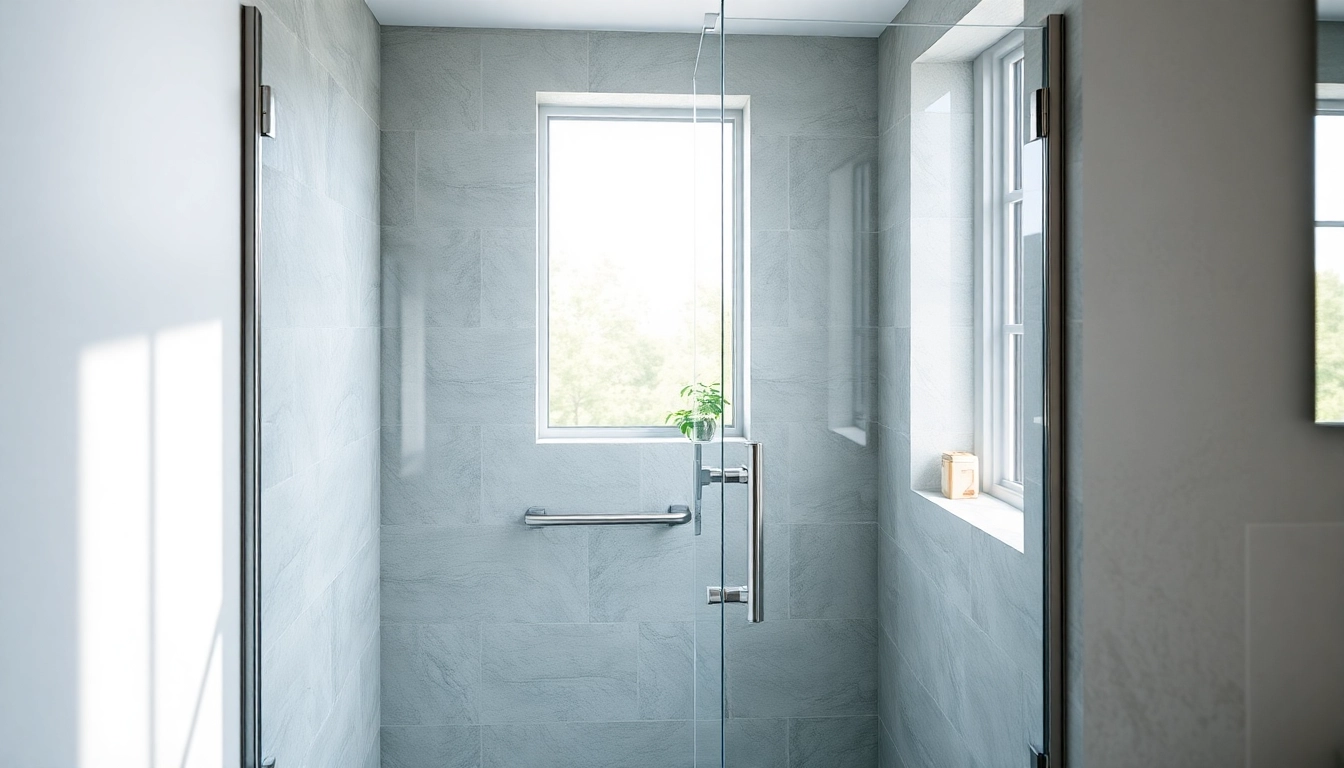 Elegant glass shower doors transforming a modern bathroom environment.