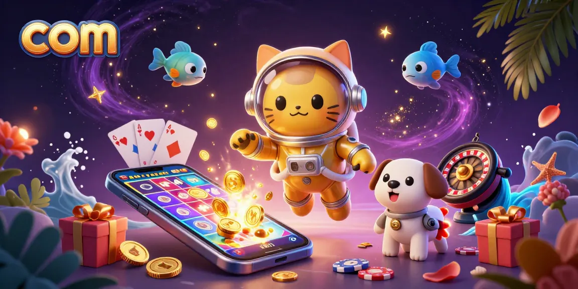Engage with com as a space astronaut cat and dog enjoy a vibrant casino-themed adventure.