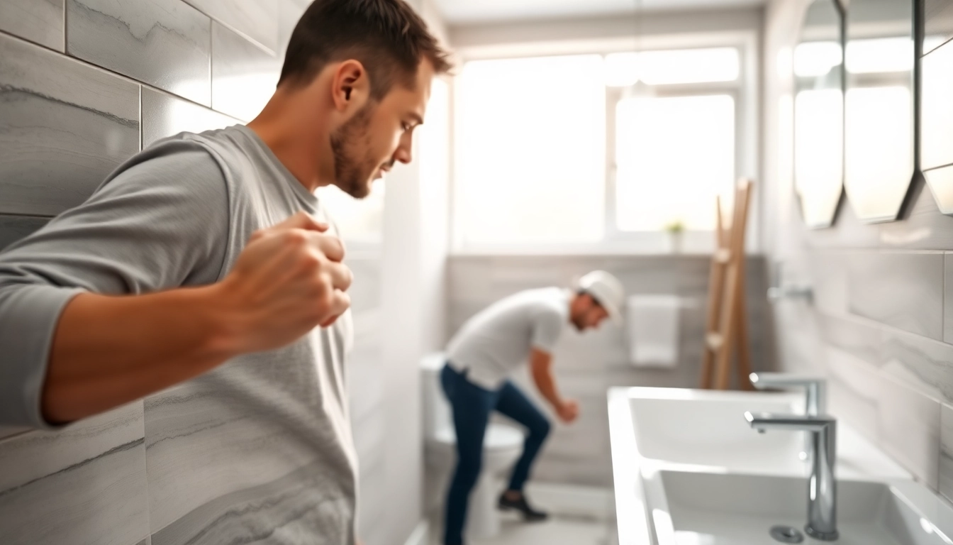 Transforming spaces with expert bathroom builders near me during a renovation project.