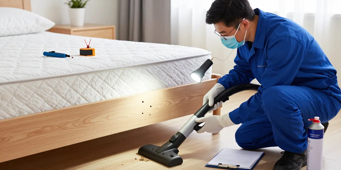 Experienced bed bug exterminator inspecting a bedroom for effective pest control solutions.