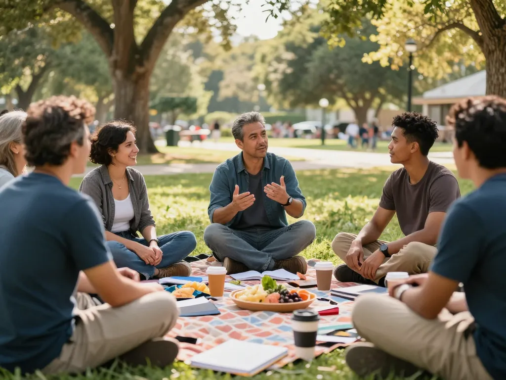 Men's community gathering promoting open dialogue and support at ManClub event