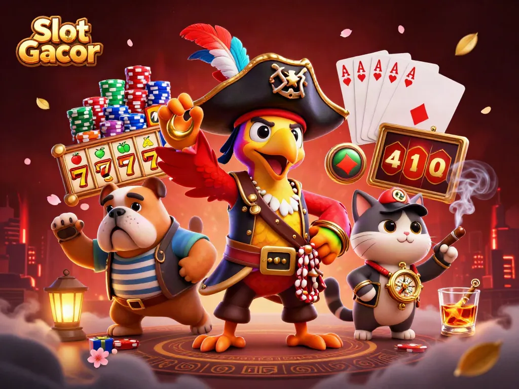 Menang besar di Slot Gacor dengan simbol slot dan karakter 3D yang menghibur.
