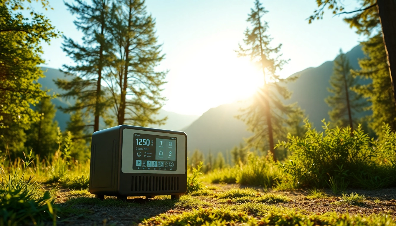 EcoFlow portable power station showcased in a serene outdoor landscape, emphasizing sustainability.