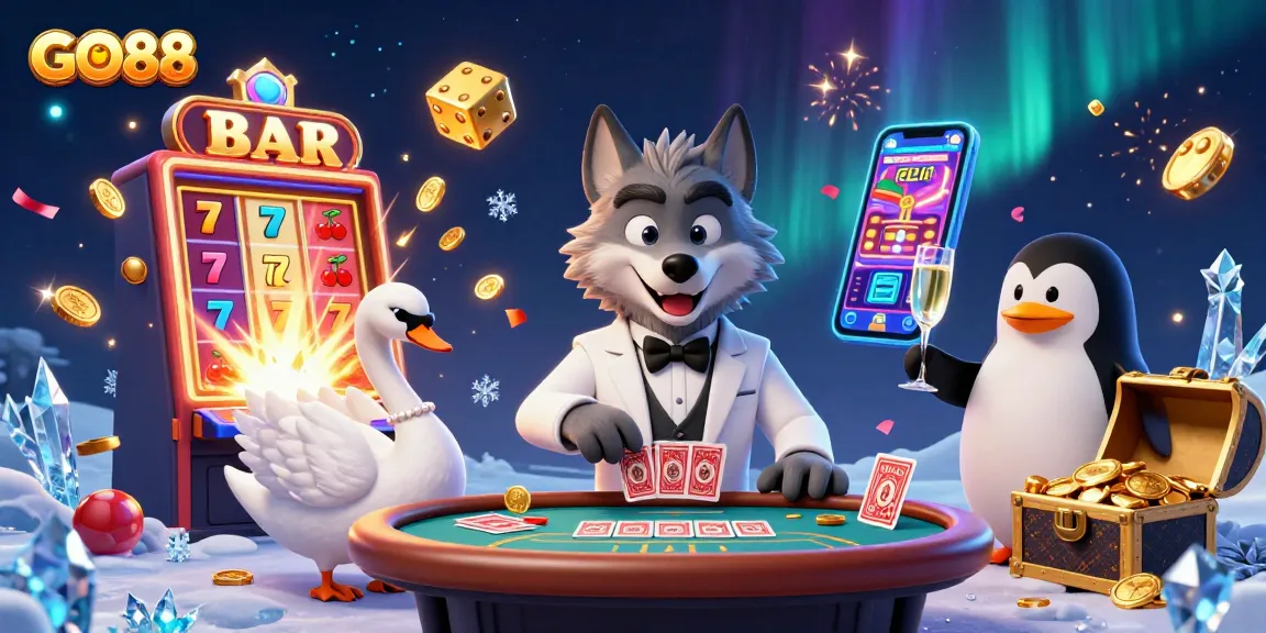 Experience the excitement of GO88 with vibrant characters and dynamic gaming elements capturing casino thrills.