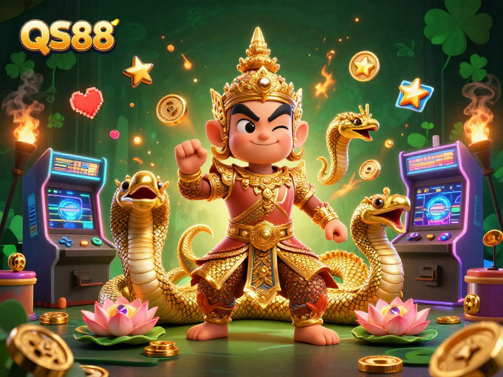 Engage with QS88's vibrant online gaming universe featuring dynamic guards and gaming machines.