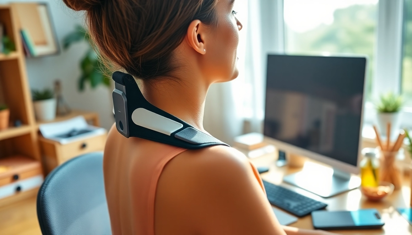 Enhance your posture with a posture corrector in a well-lit home office setting.