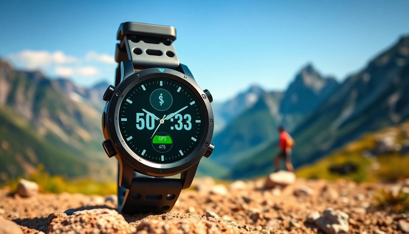 Engaging Coros smartwatch displayed prominently against a scenic outdoor backdrop, highlighting its features.