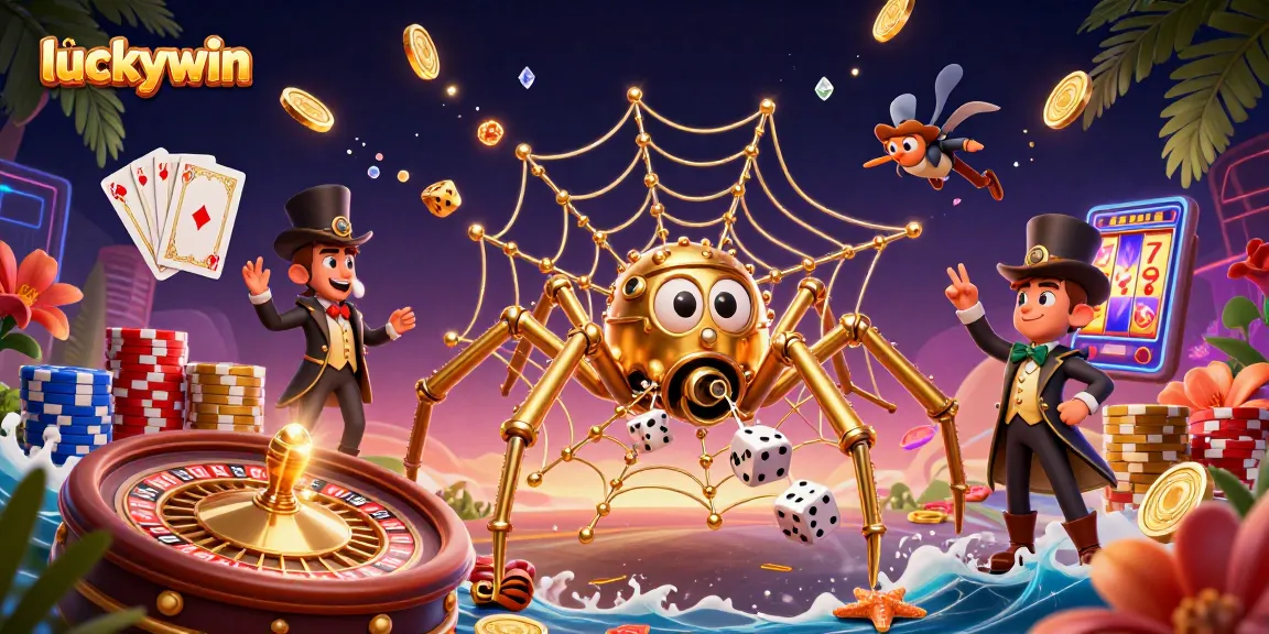 Experience big wins with luckywin's vibrant casino adventure featuring gold, dice, and cards.