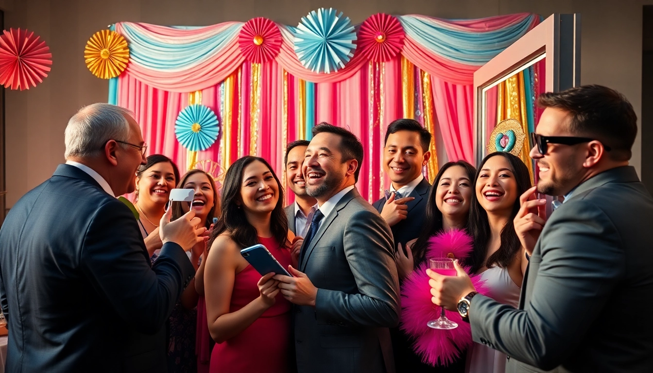Capture the joy of photo booth rental Chicago with guests enjoying a colorful and interactive setup.