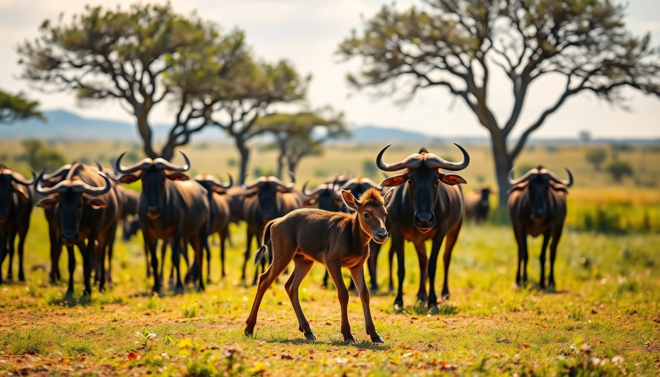 Witness the Wildebeest Calving season safari with a newborn calf taking its first steps.