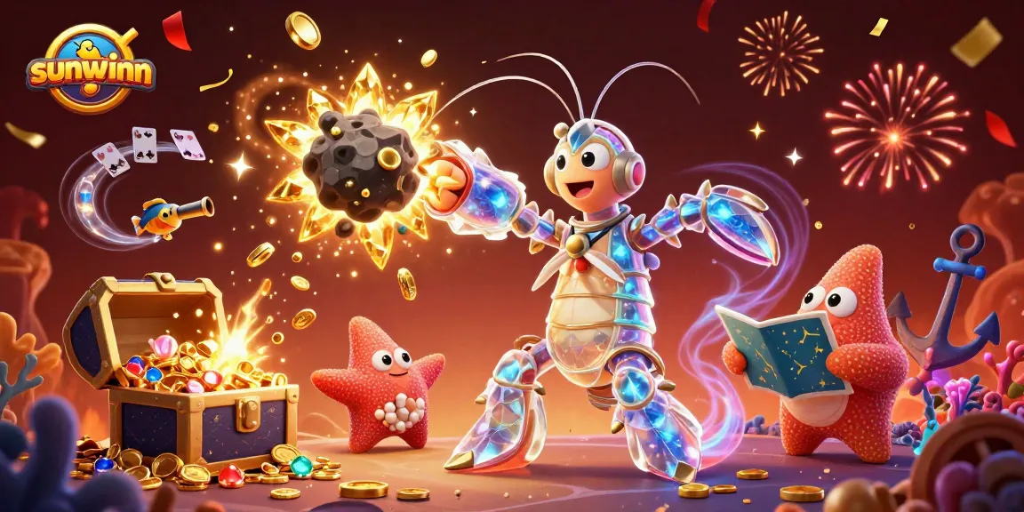 Experience thrilling gameplay at sunwinn with animated characters amidst a vibrant casino universe.