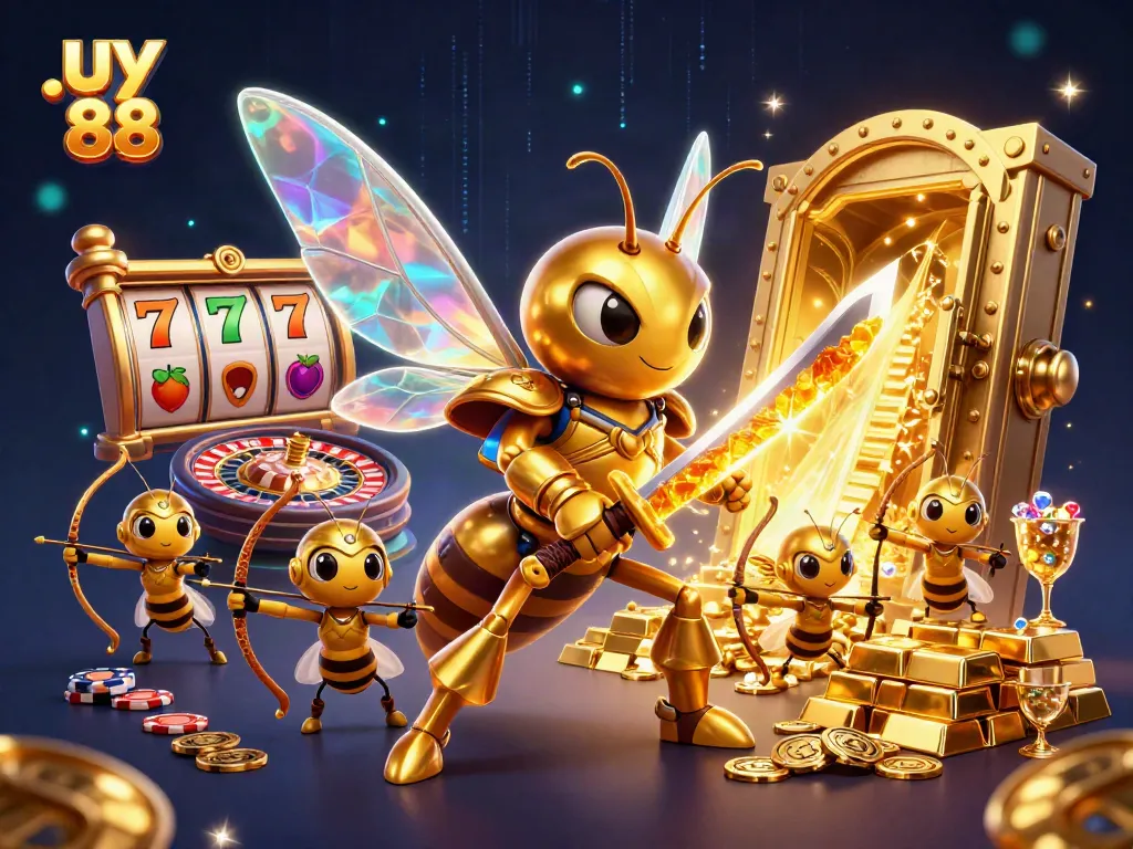 Experience thrilling gameplay with uy 88's vibrant 3D casino scene featuring iconic gaming elements.