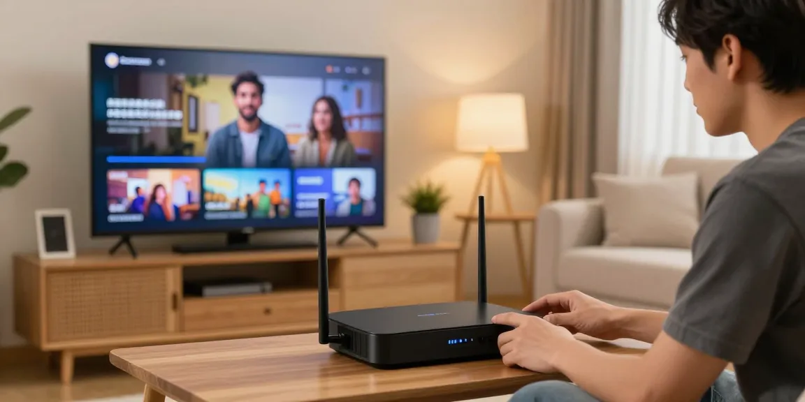 Trusted IPTV Service provider setting up equipment in a nearby business for local customers.