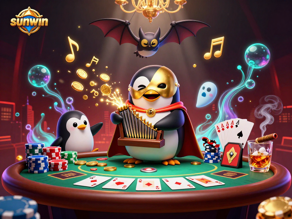 Experience sunwin's thrilling gaming scene with penguin organist and poker excitement.