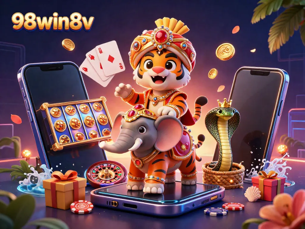 Experience the excitement of 98win8v featuring colorful slot games and lively casino elements.
