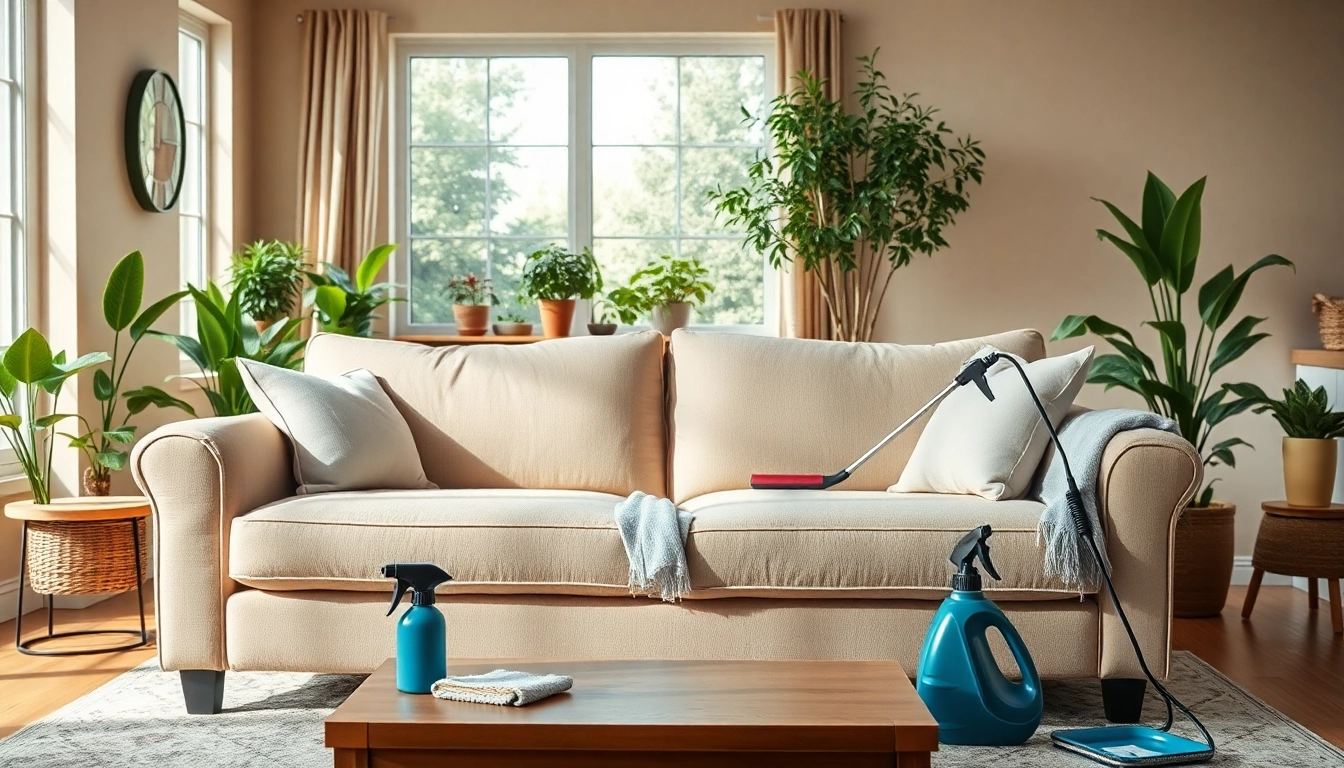 Upholstery cleaning in Glasgow, showcasing meticulous service in a bright living room.