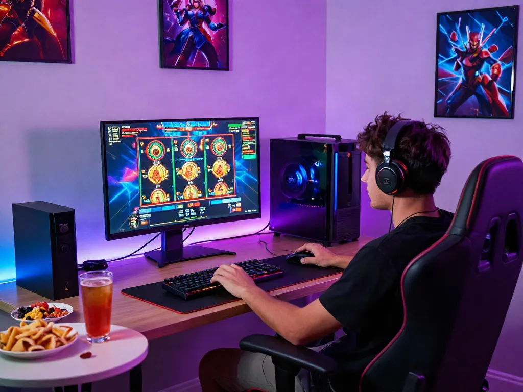 Koitoto gaming environment featuring a focused player engaged in an exciting slot game experience with vibrant graphics and dynamic atmosphere.