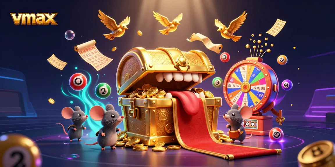 Spin and win at vmax with energetic treasure chest and vibrant lottery dynamic!