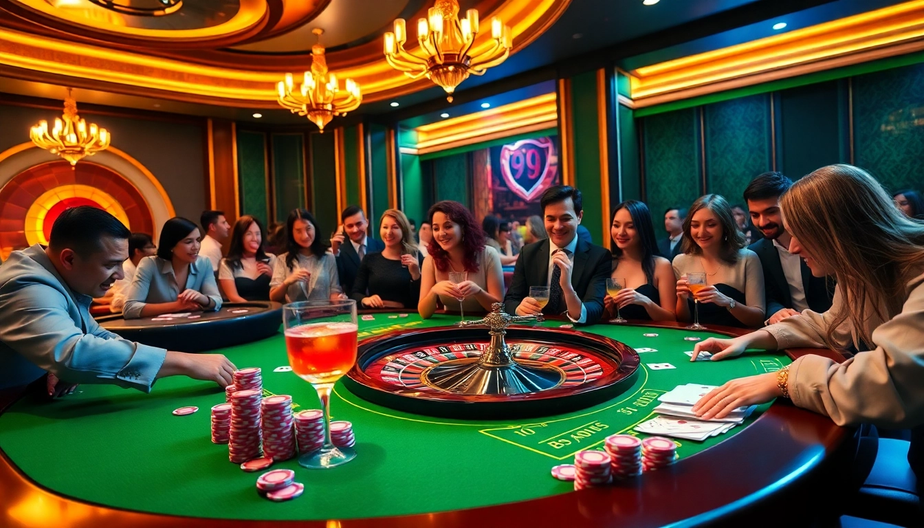 Players enjoying high-stakes action at the 99ok casino tables, enhancing their gaming experience.