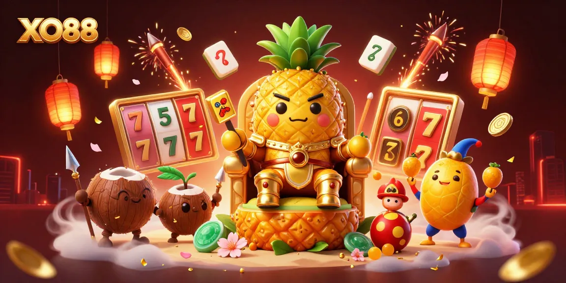 Experience the excitement of XO88 with a vibrant 3D casino scene filled with cheerful characters and dynamic elements.