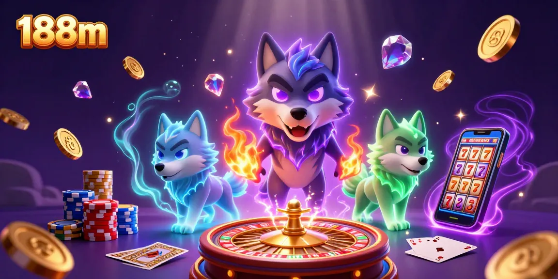 Experience exciting wins with 188m while surrounded by dazzling casino elements in a dynamic 3D scene.