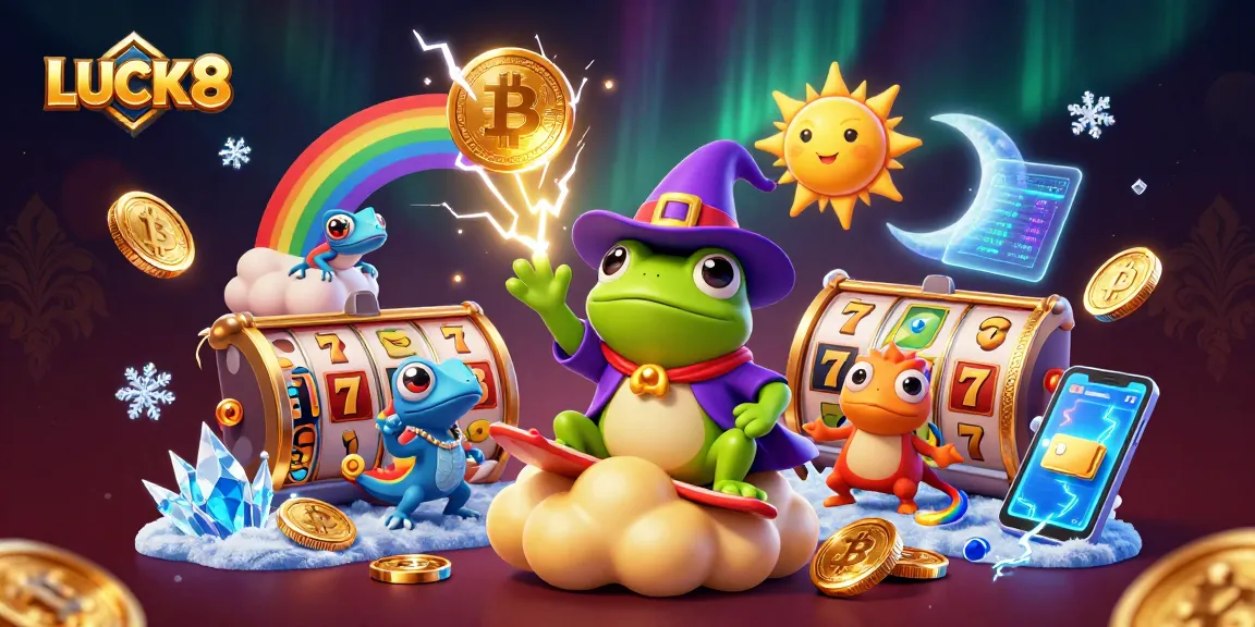 LUCK8 brings excitement to casino gaming with vibrant characters and slot elements in a rich 3D illustration.