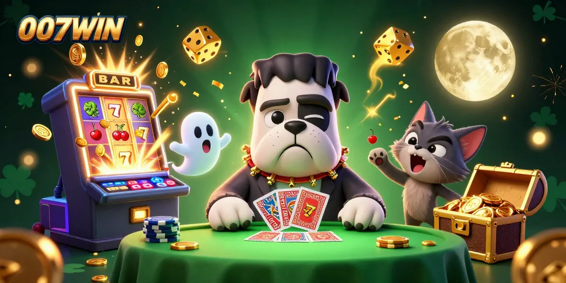 Experience thrilling card games with 007WIN's vibrant 3D casino illustration featuring captivating characters.